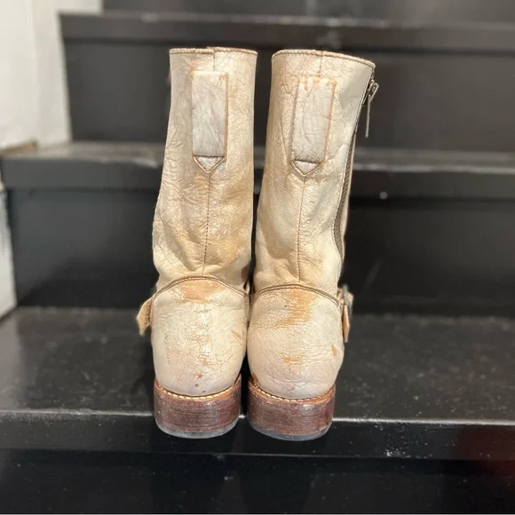 Bed Stu white / cream moto double zip mid- calf boots sz 8 - Picture 8 of 12